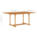 7 Piece Garden Dining Set with Grey Cushions Solid Teak Wood - Extra Image