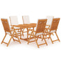 7 Piece Garden Dining Set with Cushions Solid Teak Wood
