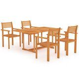 5 Piece Garden Dining Set Solid Teak Wood - Front View