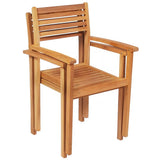 7 Piece Garden Dining Set Solid Teak Wood - Low Angle