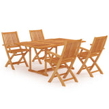 5 Piece Garden Dining Set Solid Teak Wood - Front View