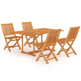 5 Piece Garden Dining Set Solid Teak Wood - Front View