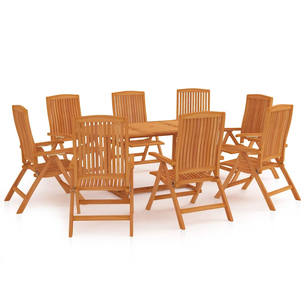 9 Piece Garden Dining Set Solid Teak Wood