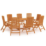 9 Piece Garden Dining Set Solid Teak Wood - Front View
