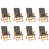 9 Piece Garden Dining Set with Cushions Solid Teak Wood Grey - Top-Down View