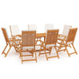 9 Piece Garden Dining Set with Cushions Solid Teak Wood