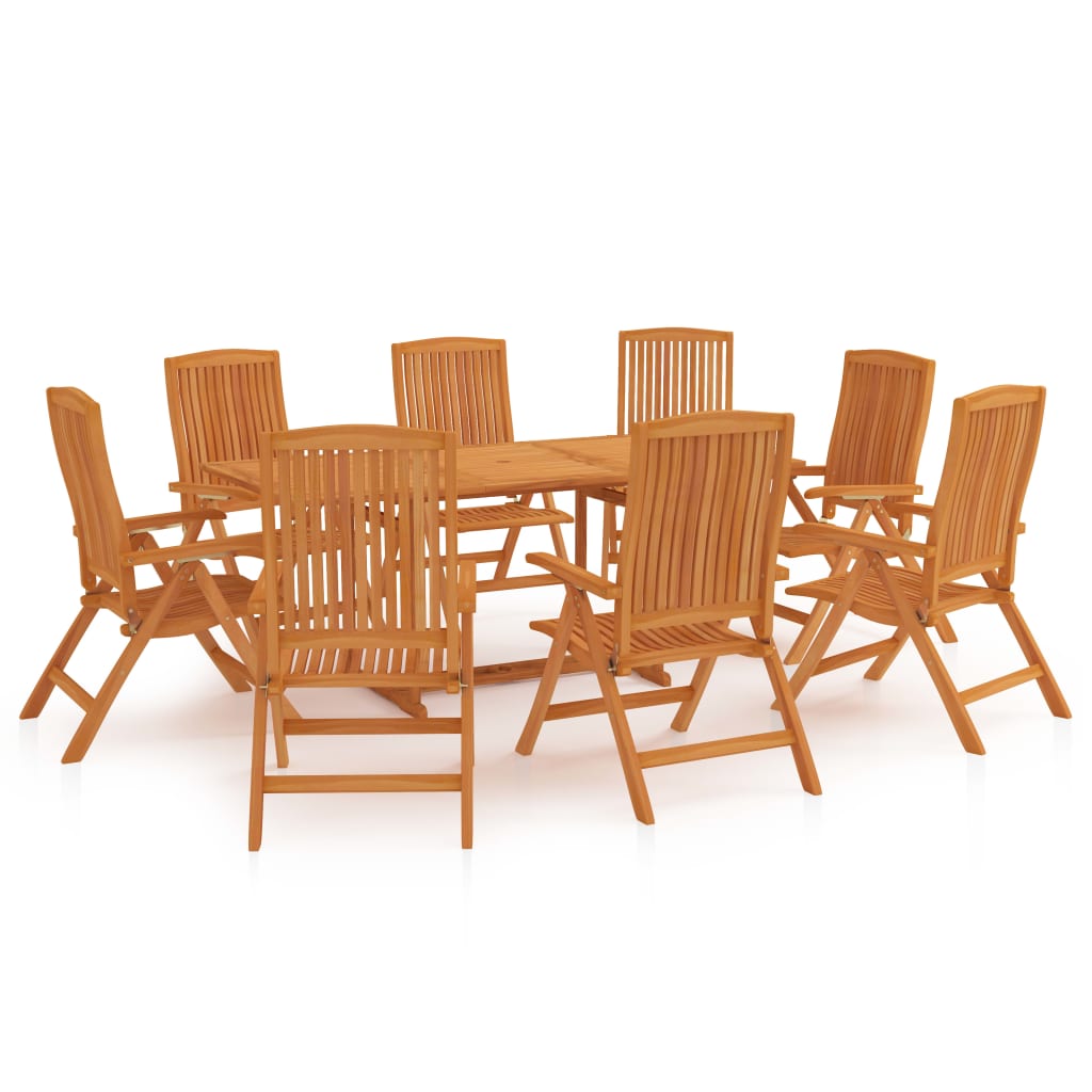 9 Piece Garden Dining Set Solid Teak Wood