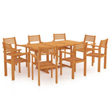 9 Piece Garden Dining Set Solid Teak Wood - Front View