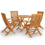 5 Piece Garden Dining Set Solid Teak Wood - Front View