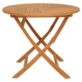 5 Piece Garden Dining Set Solid Teak Wood - Top-Down View