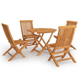 5 Piece Garden Dining Set Solid Teak Wood - Front View