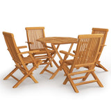 5 Piece Garden Dining Set Solid Teak Wood - Front View