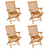 5 Piece Garden Dining Set Solid Teak Wood - Close-Up Angle