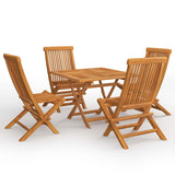5 Piece Garden Dining Set Solid Teak Wood - Front View