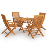 5 Piece Garden Dining Set Solid Teak Wood - Front View