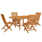 5 Piece Garden Dining Set Solid Teak Wood - Front View