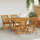 5 Piece Garden Dining Set Solid Teak Wood