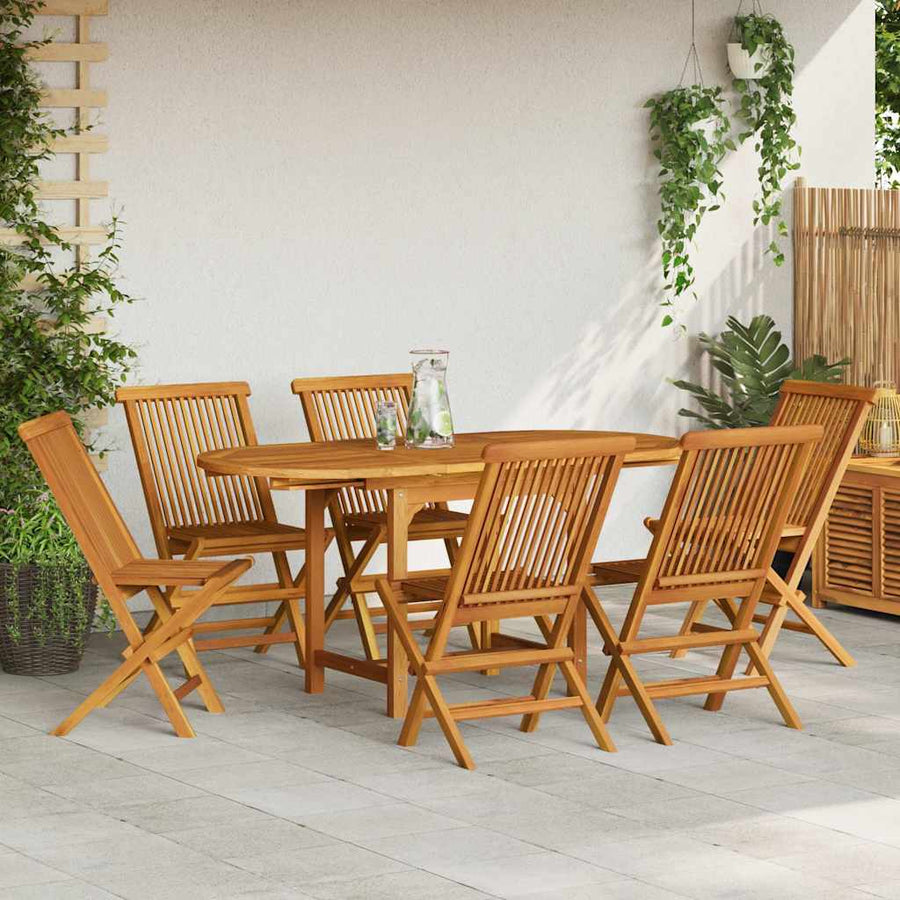 7 Piece Garden Dining Set Solid Teak Wood