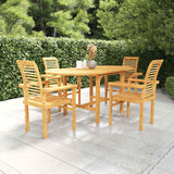 5 Piece Garden Dining Set Solid Teak Wood
