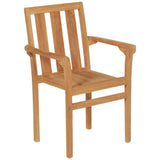 7 Piece Garden Dining Set Solid Teak Wood - Low Angle