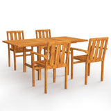 5 Piece Garden Dining Set Solid Teak Wood - Front View