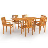 7 Piece Garden Dining Set Solid Teak Wood - Front View