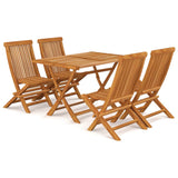 5 Piece Garden Dining Set Solid Teak Wood - Front View