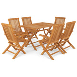 7 Piece Garden Dining Set Solid Teak Wood - Front View