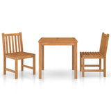 3 Piece Garden Dining Set 80x80 cm Solid Teak Wood - Front View
