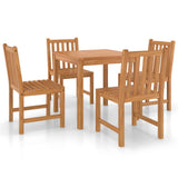 5 Piece Garden Dining Set 80x80 cm Solid Teak Wood - Front View