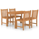 5 Piece Garden Dining Set 120x70 cm Solid Teak Wood - Front View