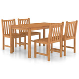 5 Piece Garden Dining Set 140x80 cm Solid Teak Wood - Front View
