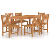 7 Piece Garden Dining Set 140x80 cm Solid Teak Wood - Front View