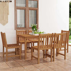 7 Piece Garden Dining Set 140x80 cm Solid Teak Wood