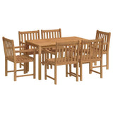 7 Piece Garden Dining Set 140x80 cm Solid Teak Wood - Front View