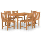 7 Piece Garden Dining Set 150x90 cm Solid Teak Wood - Front View