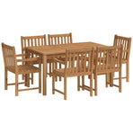 7 Piece Garden Dining Set 150x90 cm Solid Teak Wood