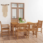 7 Piece Garden Dining Set 150x90 cm Solid Teak Wood