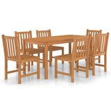 7 Piece Garden Dining Set 160x80 cm Solid Teak Wood - Front View