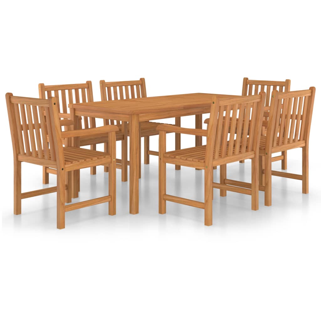 7 Piece Garden Dining Set 160x80 cm Solid Teak Wood