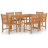 7 Piece Garden Dining Set 160x80 cm Solid Teak Wood - Front View