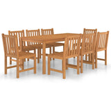 9 Piece Garden Dining Set 180x90 cm Solid Teak Wood - Front View