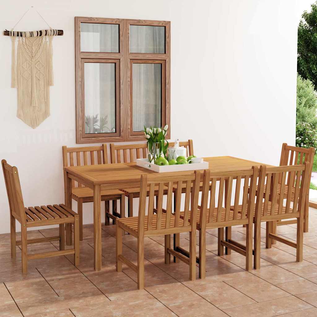 9 Piece Garden Dining Set 180x90 cm Solid Teak Wood