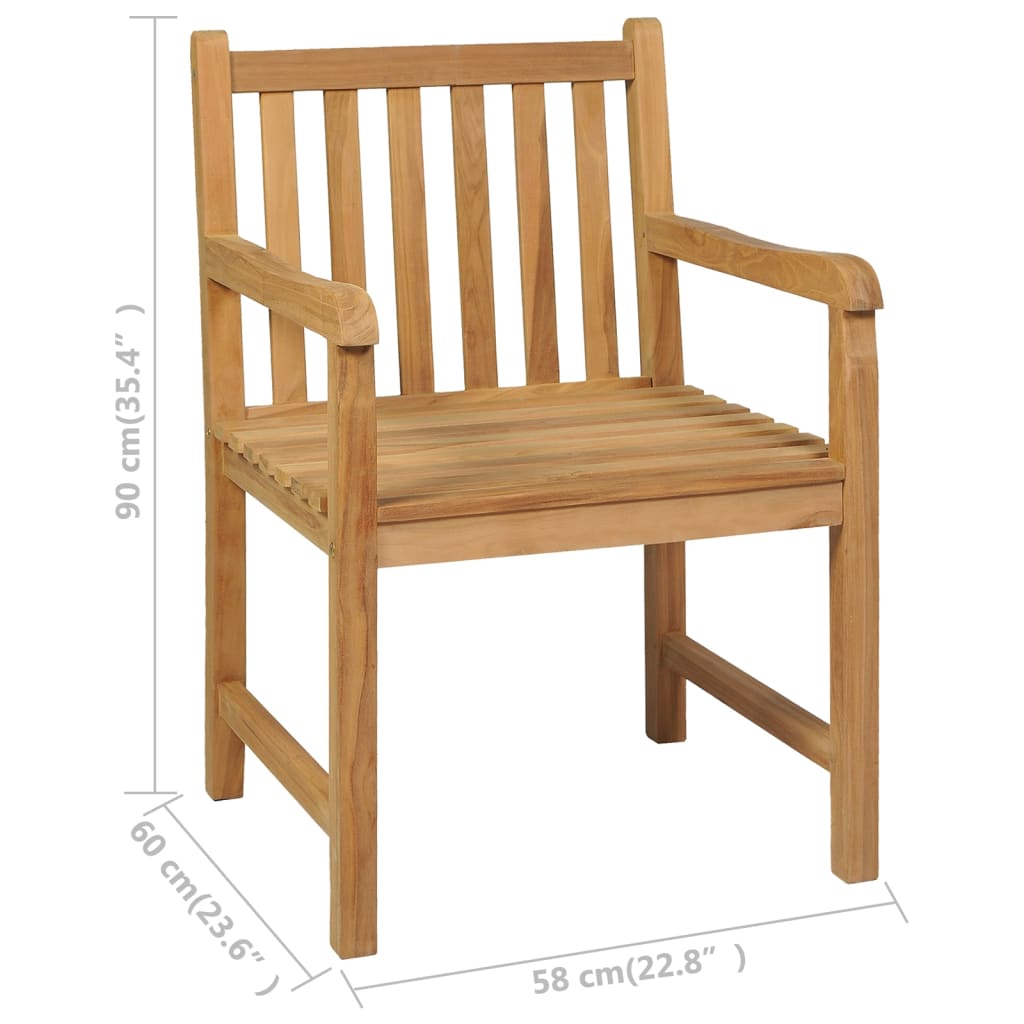 5 Piece Garden Dining Set 180x90 cm Solid Teak Wood