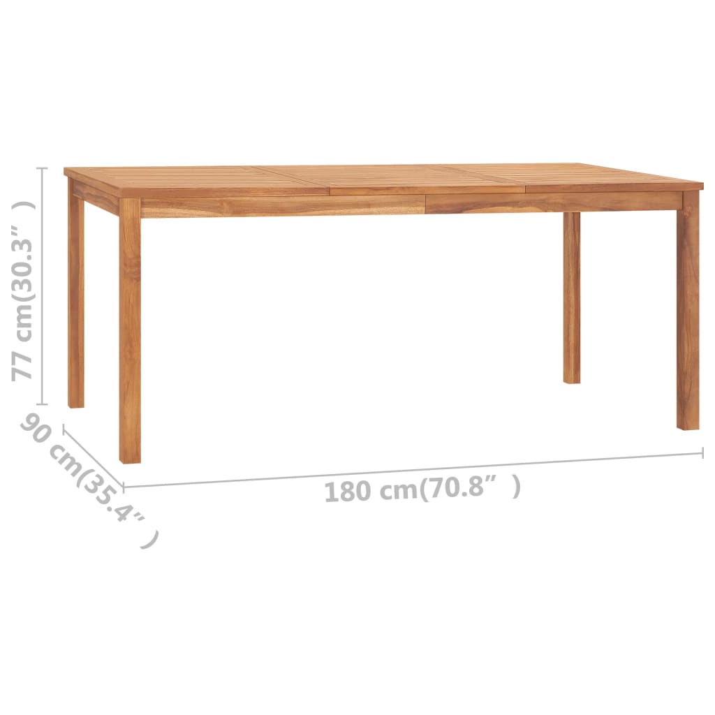 5 Piece Garden Dining Set 180x90 cm Solid Teak Wood