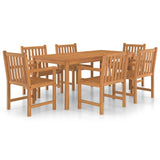 7 Piece Garden Dining Set 180x90 cm Solid Teak Wood - Front View