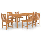 7 Piece Garden Dining Set 200x100 cm Solid Teak Wood - Front View