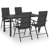 5 Piece Garden Dining Set Black - Front View