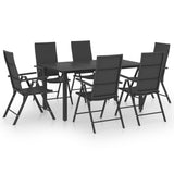 7 Piece Garden Dining Set Black - Front View