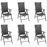 7 Piece Garden Dining Set Black and Brown - Side View